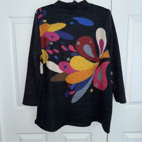 Trisha Tyler size XL Colorful Abstract long sleeve tunic Mock Neck Sweater - Picture 3 of 8